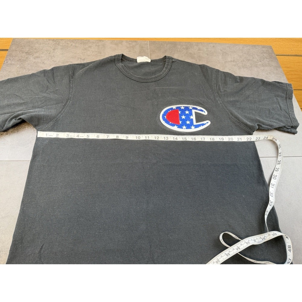 VTG Champion Heritage "Big C" Patriotic Patch Men's Black T-Shirt Size X-Large - Picture 5 of 7